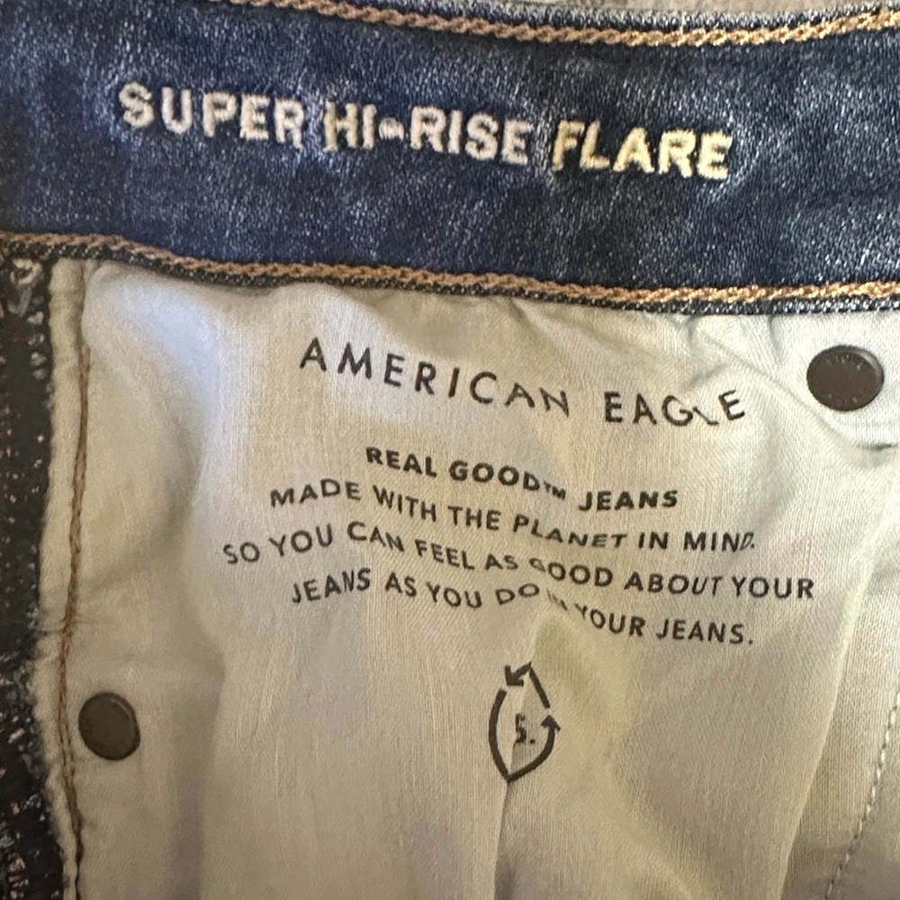American Eagle Outfitters High Rise Flare Jeans - Dark Blue
